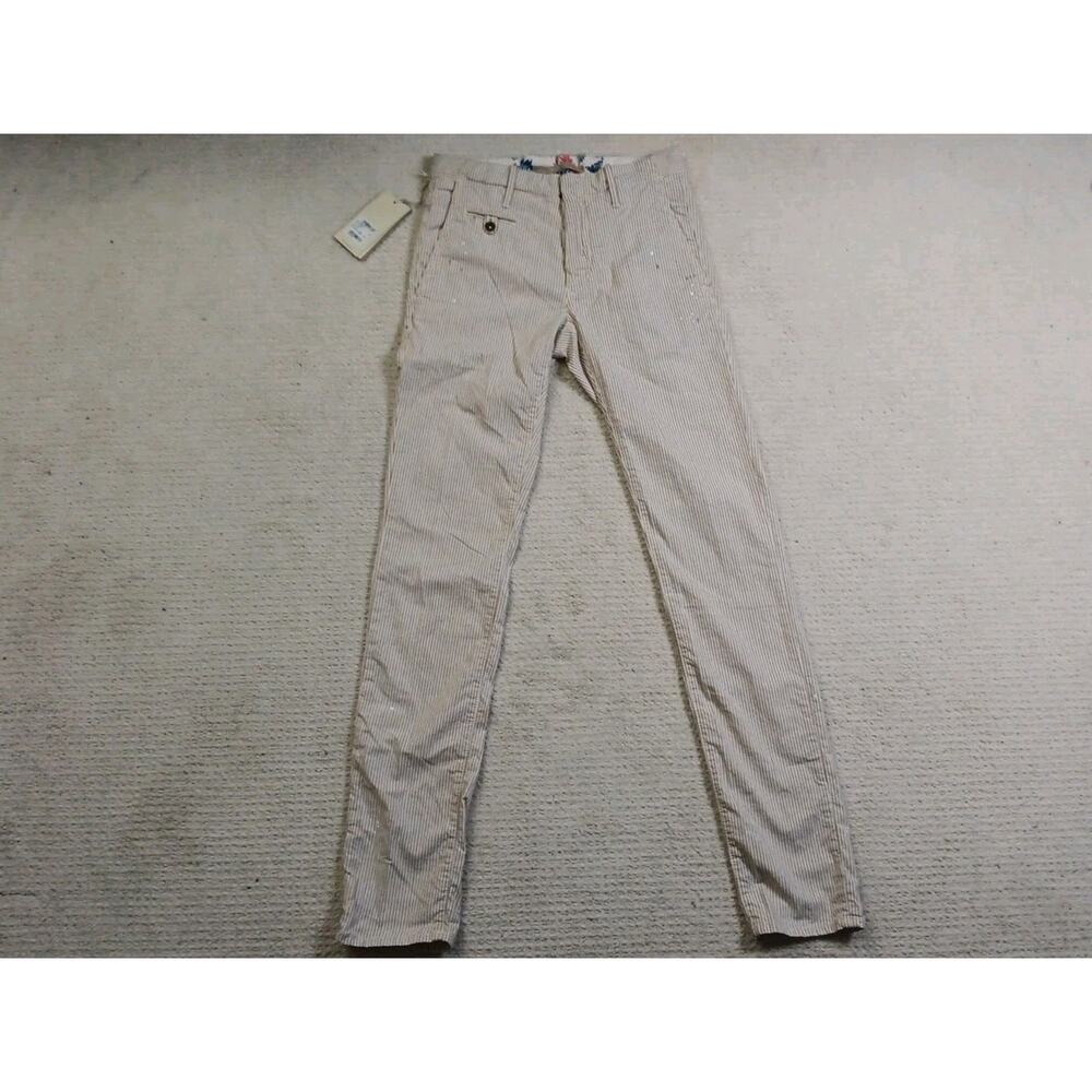 INCOTEX Seersucker Pants Mens 28W x 32L Cotton Linen Button Fly Paint Splatter